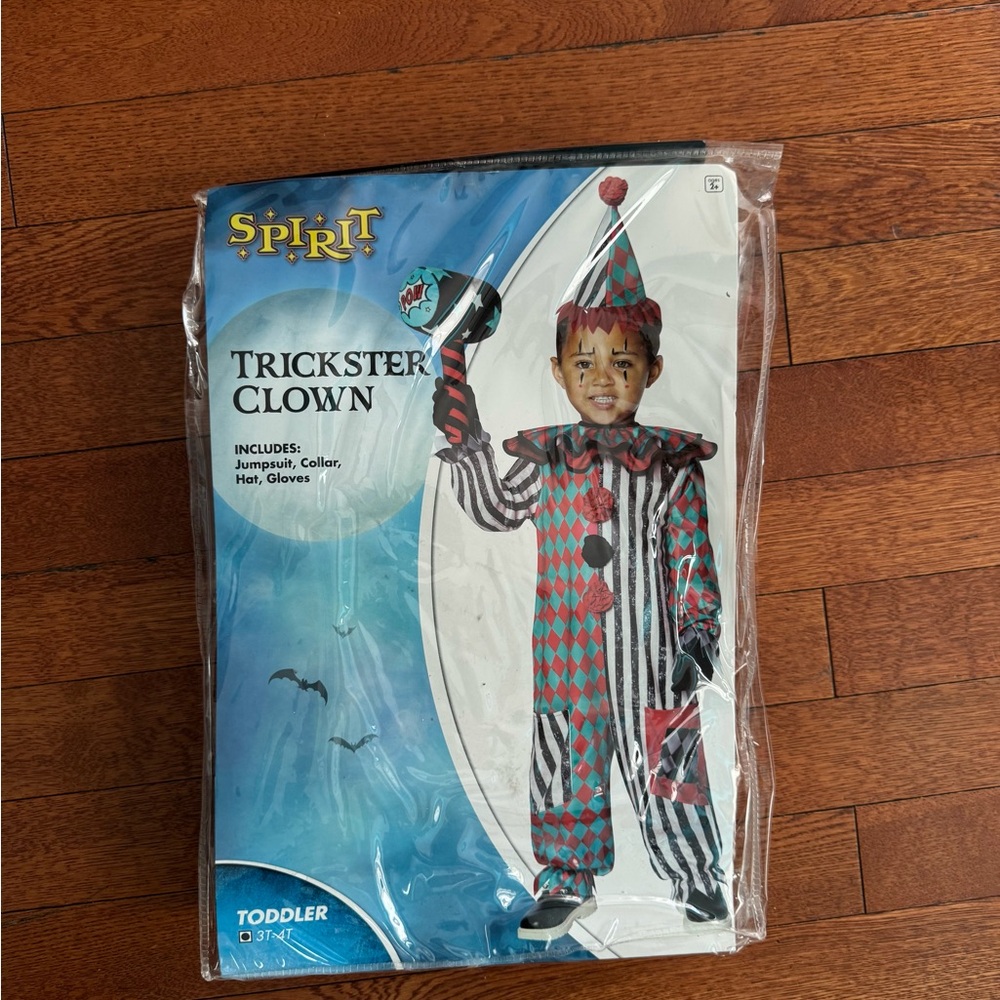 Spirit Trickster Clown Costume for Kids - Red, Blue, Black Toddler 3T-4T